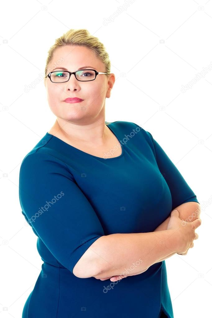 Confident overweight businesswoman