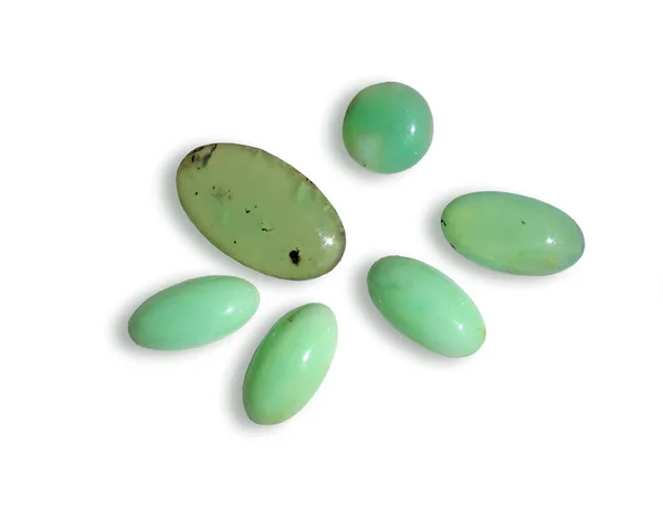 Collection of natural mineral crystal gemstones - Chrysoprase — Stock Photo, Image