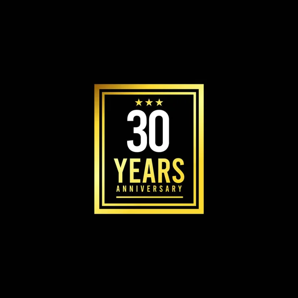 30 Anos Anniversary Gold Square Design Logo Vector Template Ilustração —  Vetores de Stock