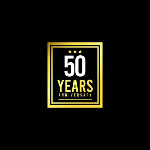 50 χρόνια Επέτειος Gold Square Σχεδιασμός Λογότυπο Διάνυσμα πρότυπο Εικονογράφηση — Διανυσματικό Αρχείο