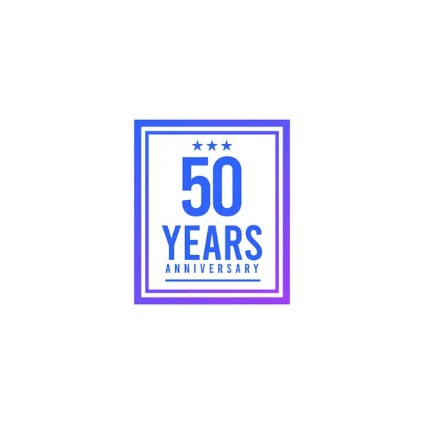 50 jahre jubiläum blau quadratisch design logo vektor vorlage illustration — Stockvektor