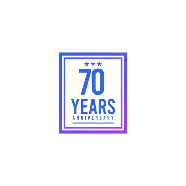 70周年記念ブルースクエアデザインロゴベクトルテンプレートイラスト — ストックベクタ