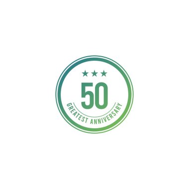 50 Yıl Yıldönümü Mavi Çember Tasarım Logo Vektör Şablonu Resimlendirmesi