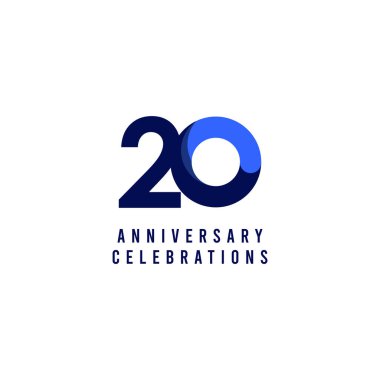 20 Yıl Yıldönümü Mavi Kutlama Şablonu Tasarım Çizimi