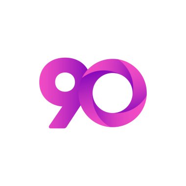 90 Yıl Yıldönümü Kutlaması Mor Vektör Şablon Tasarımı Çizimi