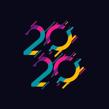 Yeni yılınız kutlu olsun 2020 Kutlama Şablonu Tasarım Çizimi