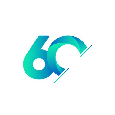 60 Yıl Yıldönümü Kutlaması Toska Yeşil Vektör Şablonu Tasarım Çizimi