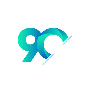 90 Yıl Yıldönümü Kutlaması Toska Yeşil Vektör Şablonu Tasarım Çizimi