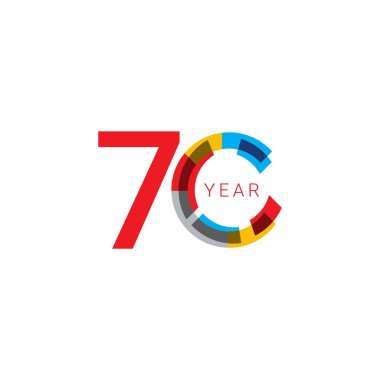 70 Yıl Yıldönümü Renk Vektör Şablonu Tasarım Çizimi Kutlaması