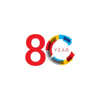 80 Yıl Yıldönümü Renk Vektör Şablonu Tasarım Çizimi Kutlaması