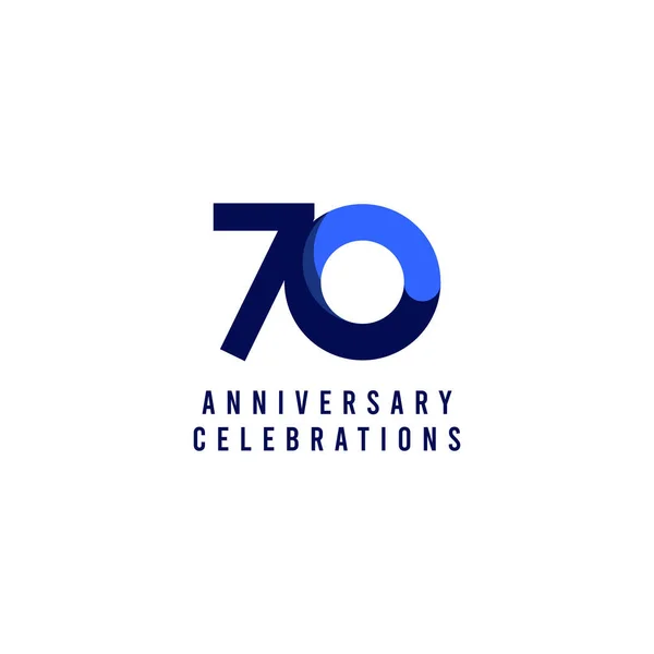 70 Years Anniversary Celebration Blue Vector Template Design Illustration — Stock Vector