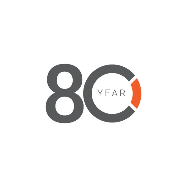 80 Jahre Jubiläumsfeier orange Vektorschablone Design Illustration — Stockvektor