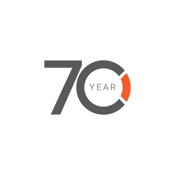 70 Years Anniversary Celebration Orange Vector Template Design Illustration — Stock Vector