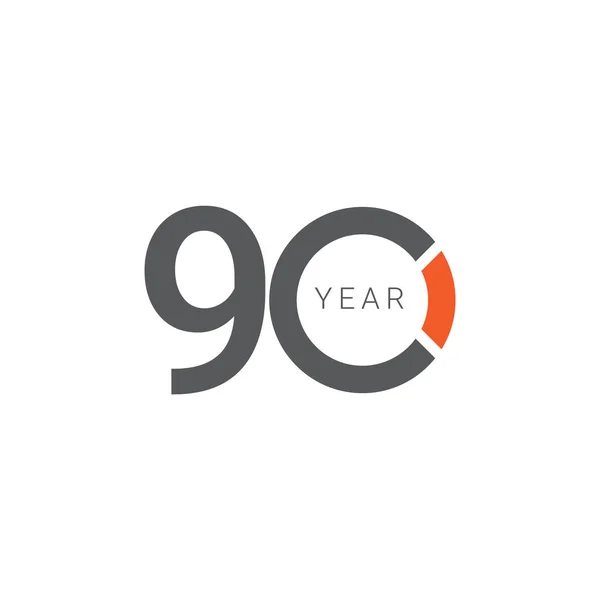 90 Χρόνια Εορτασμός Πορτοκαλί Διάνυσμα Εικονογράφηση Πρότυπο Σχεδιασμός — Διανυσματικό Αρχείο