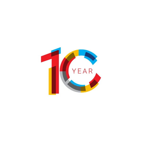 10 Years Anniversary Celebration out color Vector Template Design Illustration — 图库矢量图片