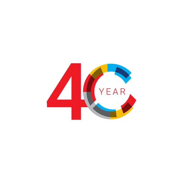 40 Χρόνια Επέτειος Εορτασμός από το χρώμα Διάνυσμα Πρότυπο Σχεδιασμός Εικονογράφηση — Διανυσματικό Αρχείο