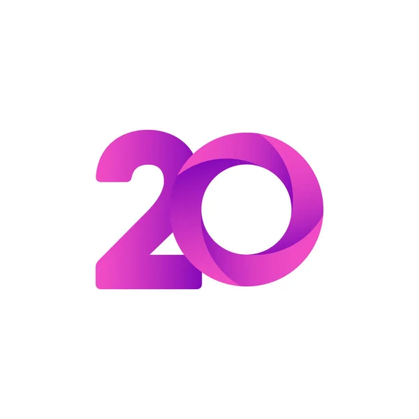 20 Yıl Yıldönümü Kutlaması Mor Vektör Şablon Tasarımı Çizimi — Stok Vektör