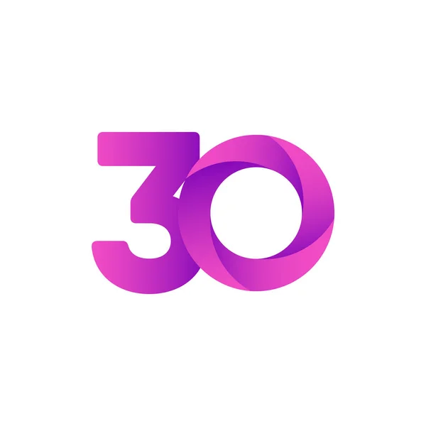 30 Years Anniversary Celebration Purple Vector Template Design Illustration — Stock Vector