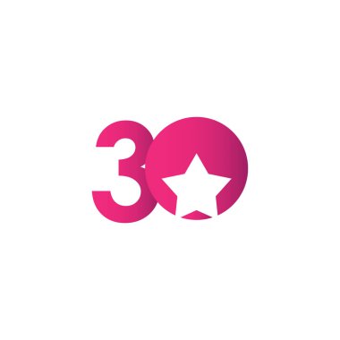 30 Yıl Yıldönümü Yıldız Balosu Mor Kutlama Şablonu Tasarım Çizimi