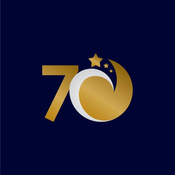 70 Años Aniversario Star Dash Gold Celebration Vector Template Design Illustration — Vector de stock
