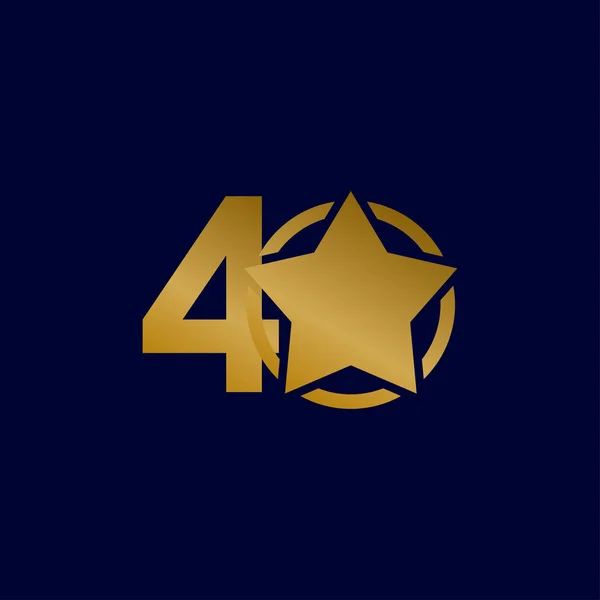 40 Anniversario Star Gold Celebration Vector Template Design Illustration — Vettoriale Stock