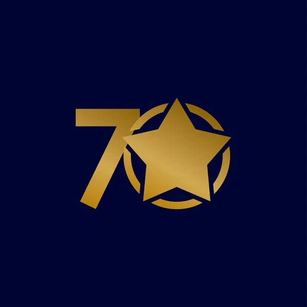 70 Anos Anniversary Star Gold Celebration Vector Template Design Ilustração —  Vetores de Stock