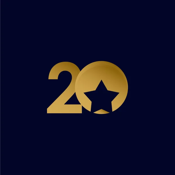 20 Yıl Yıldönümü Yıldız Balosu Altın Kutlama Şablonu Tasarım Çizimi — Stok Vektör