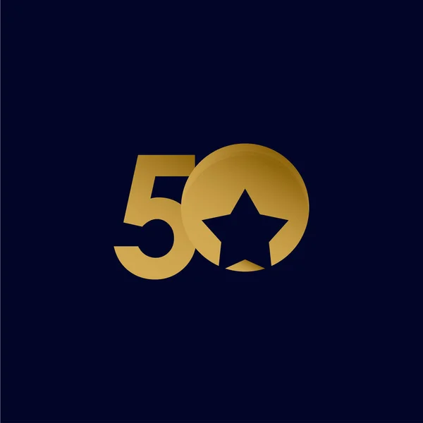 50 År Årsdagen Star Ball Guld Firande Vektor Mall Design Illustration — Stock vektor