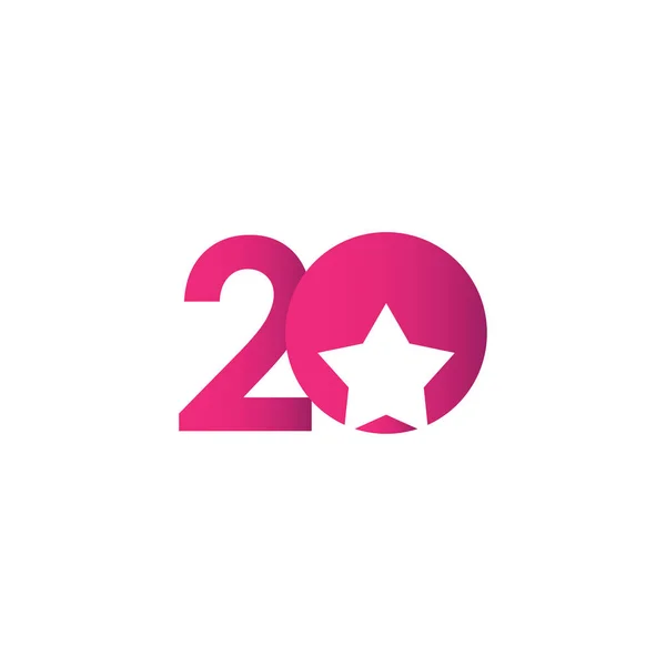 20 Years Anniversary Star Ball Purple Celebration Vector Template Design Illustration — Stockový vektor