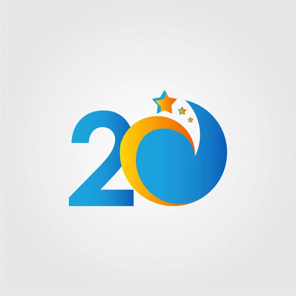 20周年スターダッシュブルーお祝いベクトルテンプレートデザインイラスト — ストックベクタ