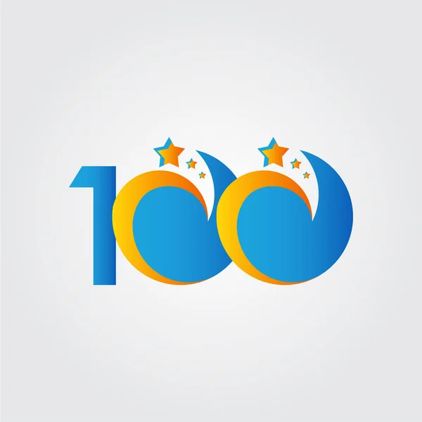 100 Years Anniversary Star Dash Blue Celebration Vector Template Design Illustration — Stock Vector