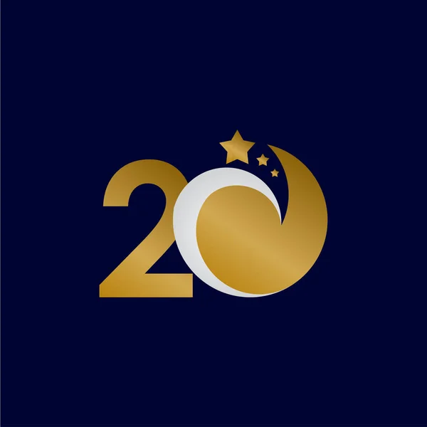 20 Años Aniversario Star Dash Gold Celebration Vector Template Design Illustration — Archivo Imágenes Vectoriales