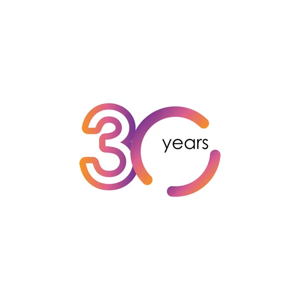 30 Years Anniversary Color full elegant Celebration Vector Template Design Illustration — Stock Vector