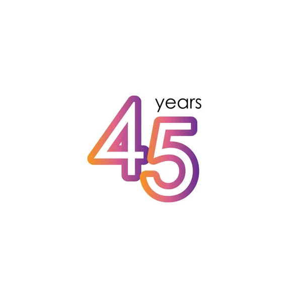 45 años Aniversario Color completo elegante Celebración Vector Plantilla Diseño Ilustración — Vector de stock