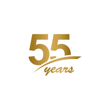 55 Yıl Yıldönümü Zarif Altın Çizgisi Kutlama Şablonu Tasarım Çizimi