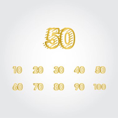 50 Yıl Yıldönümü Altın Çizgi Tasarımı Logo Vektör Şablonu Çizimi