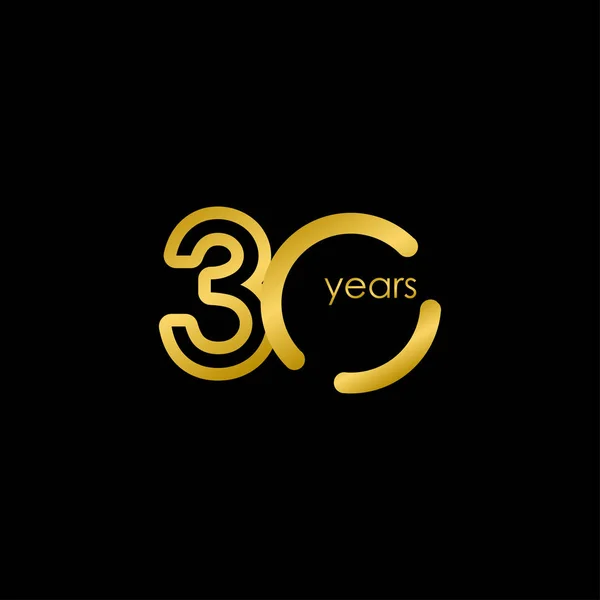 30 Years Anniversary elegant Gold Celebration Vector Template Design Illustration — Stock Vector