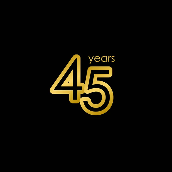 45 Years Anniversary elegant Gold Celebration Vector Template Design Illustration — Stock Vector
