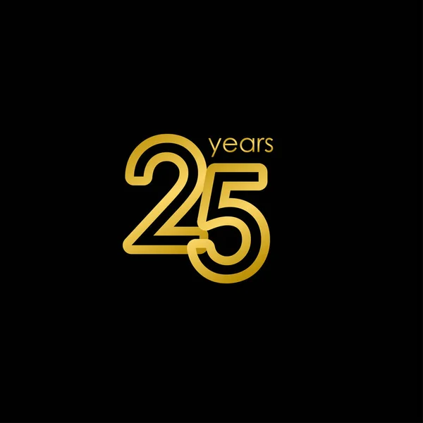 25 anni Anniversario elegante Celebrazione d'oro Vector Template Design Illustrazione — Vettoriale Stock