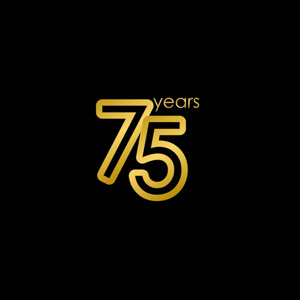 75 Años Aniversario elegante Celebración de Oro Vector Plantilla Diseño Ilustración — Vector de stock