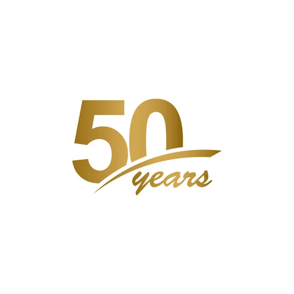 50 Anos Aniversário elegante Gold Line Celebration Vector Template Design Ilustração —  Vetores de Stock