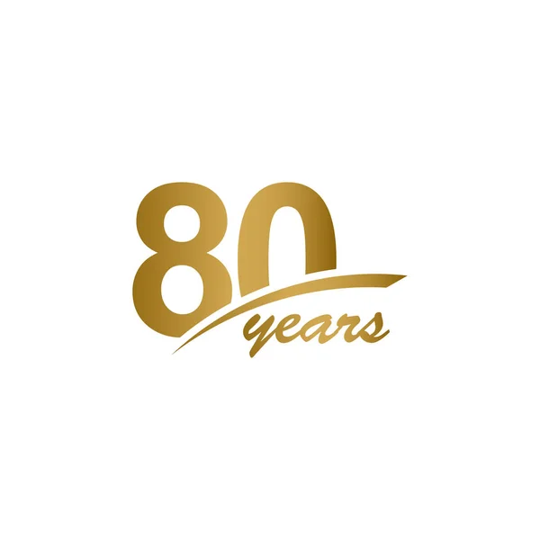 80 Años Aniversario elegante Gold Line Celebración Vector Plantilla Diseño Ilustración — Archivo Imágenes Vectoriales