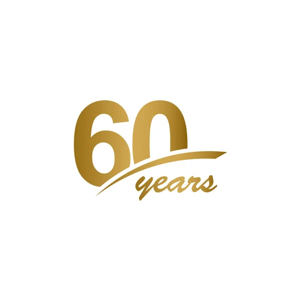 60 Años Aniversario elegante Gold Line Celebración Vector Plantilla Diseño Ilustración — Archivo Imágenes Vectoriales