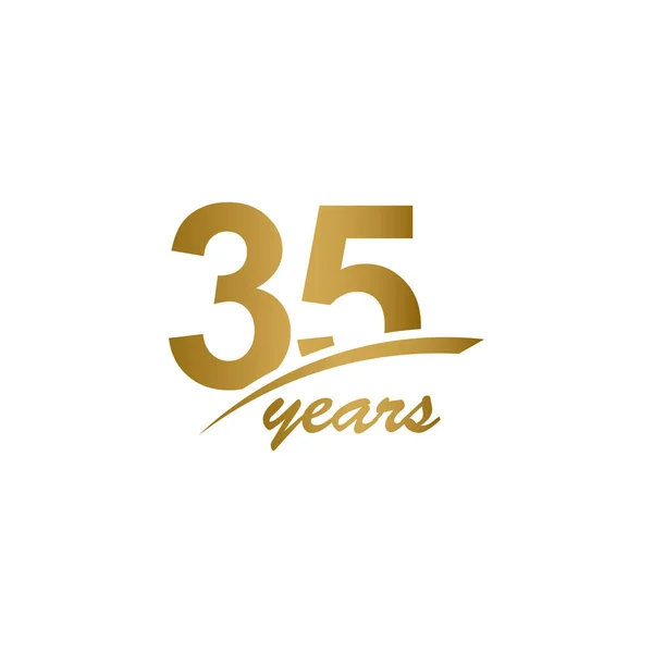 35 Years Anniversary elegant Gold Line Celebration Vector Template Design Illustration — Stock Vector