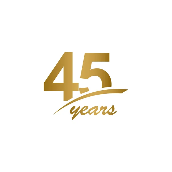 45 Anos Aniversário elegante Gold Line Celebration Vector Template Design Ilustração — Vetor de Stock