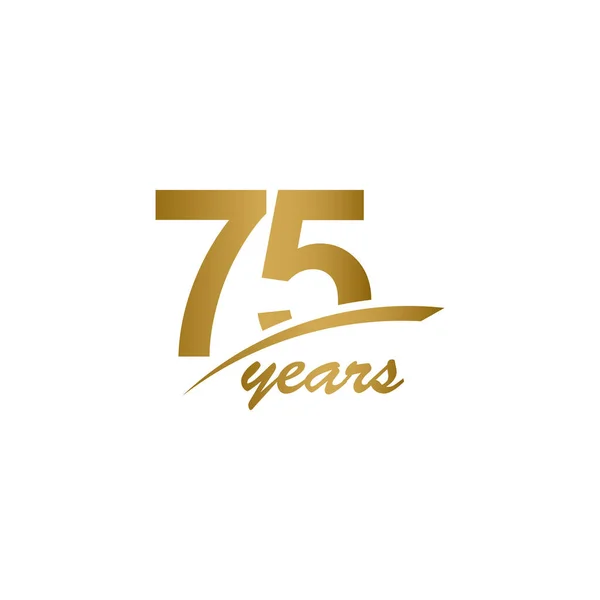 75 let výročí elegantní Gold Line Celebration Vector Template Design Illustration — Stockový vektor