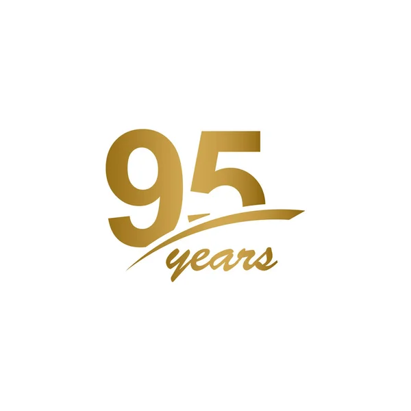 95 Años Aniversario elegante Gold Line Celebración Vector Plantilla Diseño Ilustración — Archivo Imágenes Vectoriales