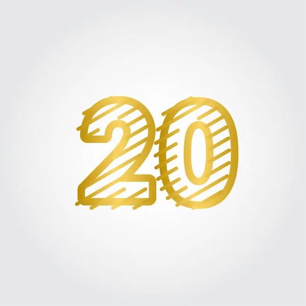 Εικονογράφηση πρότυπο διάνυσμα λογότυπου γραμμών σχεδίου 20 ετών επετείου χρυσή γραμμή — Διανυσματικό Αρχείο