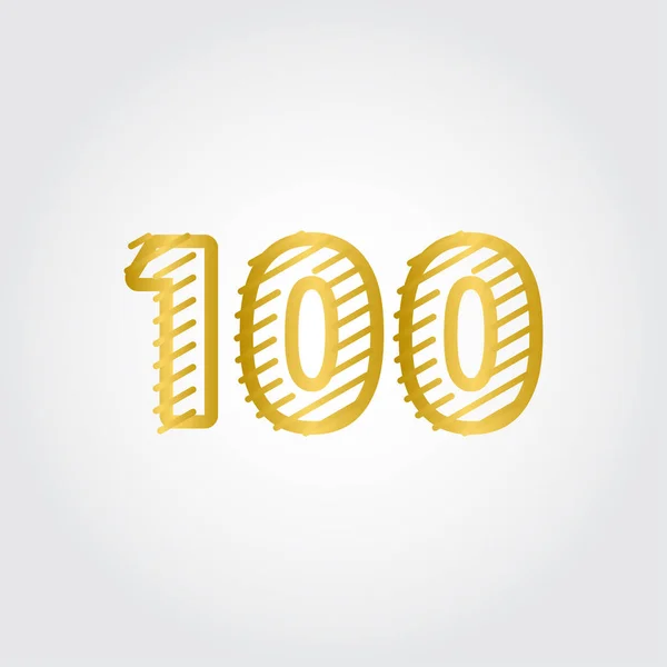 100周年記念ゴールドラインデザインロゴベクトルテンプレートイラスト — ストックベクタ