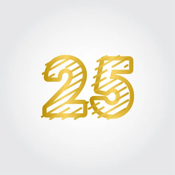 25 let Výročí Gold Line Design Logo Vector Template Ilustrace — Stockový vektor